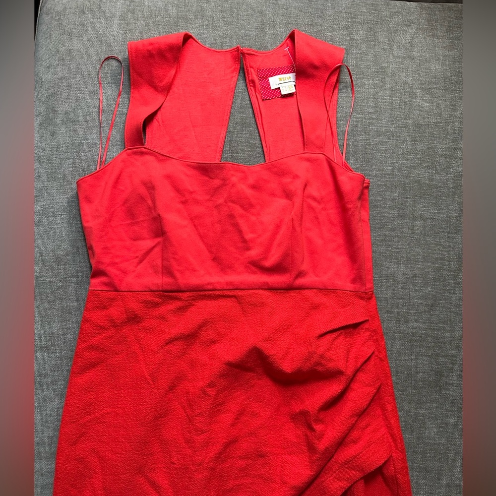 Anthropologie Maeve Square Neck Red Midi Dress Sz 12 - Picture 6 of 16
